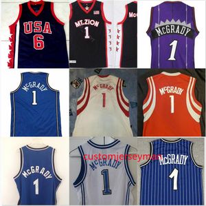 college MT.ZION T-Mac Basketball Jersey Auburndale High School Tracy # 1 McGrady maillots de retour Broderie cousue sur mesure taille S-5XL