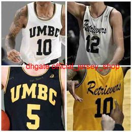 College NCAA UMBC Retrievers Basketball Jersey 34 Max Portmann 35 Non Gerrity 5 Jourdan Grant 1 L.J. Owens 2 Darnell Rogers Custom Stitche