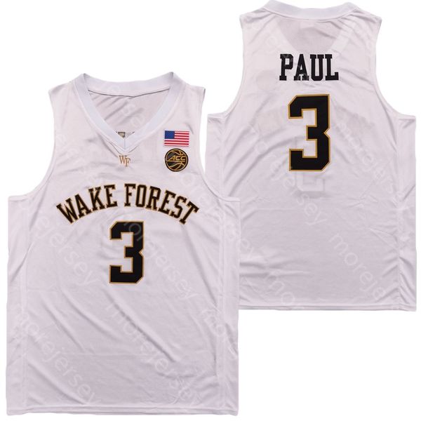 College NCAA Wake Forest Demon Deacons Basketball Jersey Paul Gris Blanc Taille S-3XL Toute broderie cousue