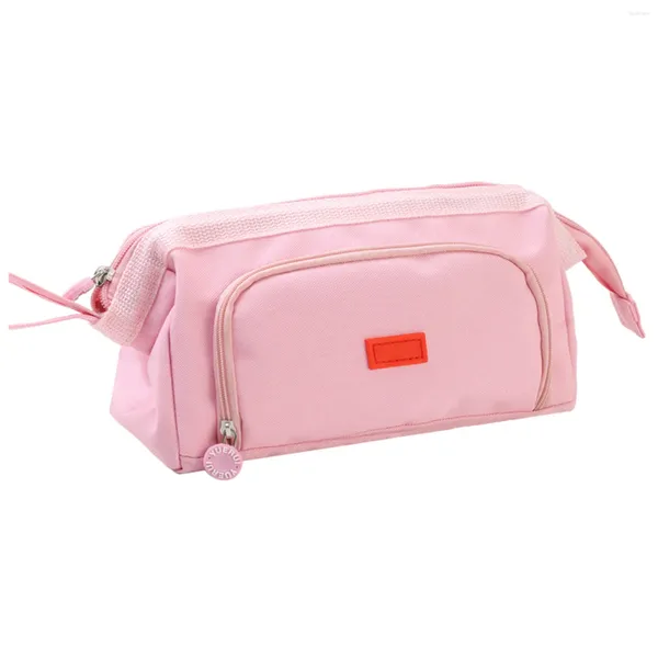 Porte-crayon organisateur d'université, sac à stylos avec poignée, boîte de rangement d'école et de bureau de grande capacité, pochette en toile multifonctionnelle