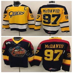 College Premier OHL avec COA 97 Connor McDavid Edmonton Erie Otters Jersey Hommes Hockey sur glace Vintage Accueil Noir Extérieur Jaune Haute Qual5516606