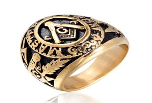 College Style Gold Ploated roestvrijstalen Mason Ring Masonic Rings Mason039S sieraden voor metselwerklid Masonary8920737