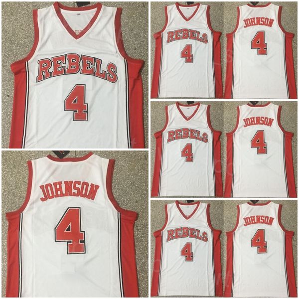 College UNLV REBELS Jersey 4 Larry Johnson Basketball Blanc Team Couleur Broderie et Université Cousu Respirant Pur Coton Sport Chemise Taille S-XXXL NCAA