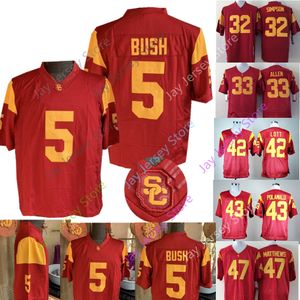 Collège USC Trojans Jersey Woods Reggie Bush Matt Barkley O.J Simpson Marcus Allen Ronnie Lott Troy Polamalu Clay Matthews Jersey Domicile Extérieur