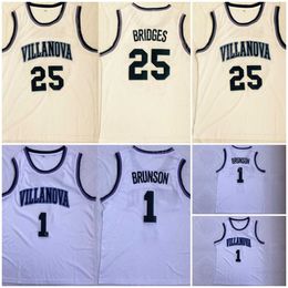 College Villanova Wildcats 25 Mikal Bridges Jerseys Basketball 1 Jalen Brunson Shirt University All gestikte team Wit voor sportfans Ademende heren NCAA