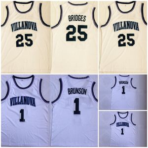 College Villanova Wildcats 25 Mikal Bridges Jersey Basketball 1 Jalen Brunson Shirt University All Stitched Team White Pour les fans de sport Respirant Mens NCAA