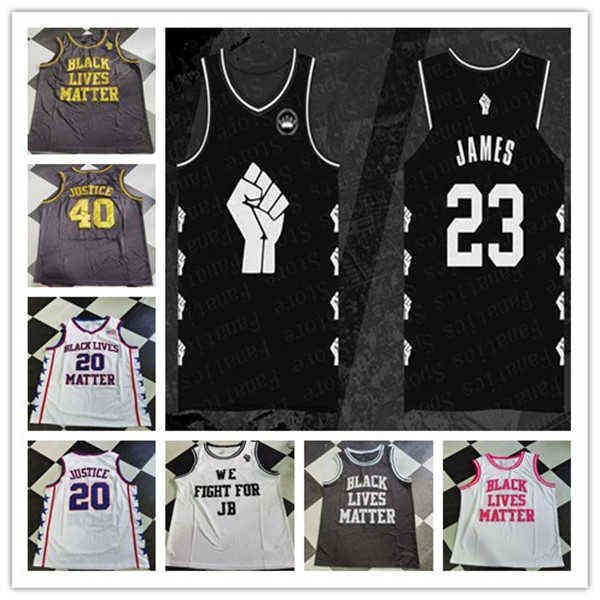 College Wears 2021 Nouveaux hommes de mode Black Lives Matter We Fight For JB Basketball Jerseys Nom personnalisé N'importe quel numéro Chemise cousue Taille bon marché S-