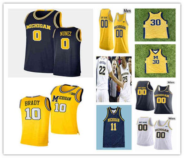 Le collège porte un maillot personnalisé des Michigan Wolverines Basketball Webber Hunter Dickinson Eli Brooks Caleb Houstan DeVante' Jones Moussa Diabaté Ho