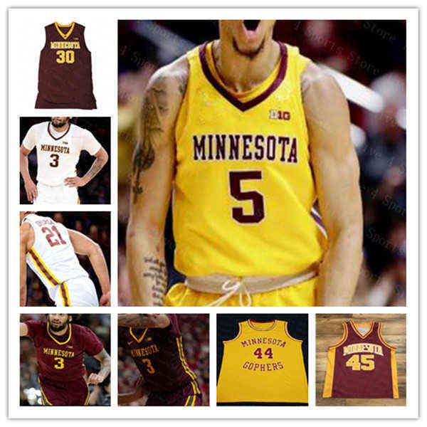 La universidad viste la camiseta personalizada de baloncesto de la Ncaa Minnesota Golden Gophers Marcus Carr Liam Robbins Ambos Gach Gabe Kalscheur Brandon Johnson Isaia