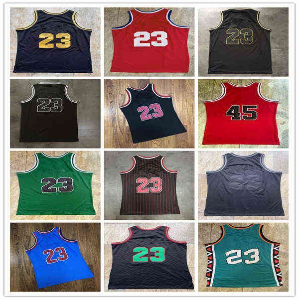 Collège porte un homme cousu épais Mitchell Retro Ness Mesh # 23 # 45 Michael MJ Basketball Jerseys Rouge Blanc Noir All-Star Sports respirants V