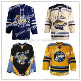 College draagt Thr 2020 Toledo Walleye Hockey Jersey Embroidery Ed Aangepast van elk nummer en naamsjerseys