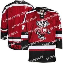 College Wears Thr 2020NCAA Wisconsin Badgers College Hockey Jersey Broderie Ed Personnaliser n'importe quel numéro et nom de maillots