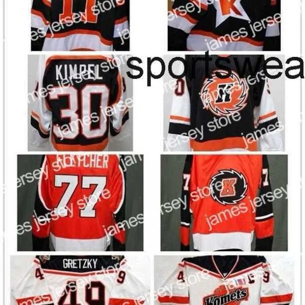 Le collège porte à THR Personnalisez Echl Fort Wayne Komets Mens Womens Kids 49 Brent Gretzky 30 Kimpel 100% Broidery Cheap Hockey Jerseys