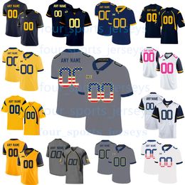 College ''West''Virginia''Mountaineers''Maillots de football Coleman Woods Lawrence Malone Ruffin Shelton Spells Stokes Thomas Burks Collins III Floyd Mallinger