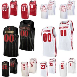 Universidad Wisconsin Badgers Baloncesto 2 AJ Storr Jerseys Mujer Hombre joven 23 Chucky Hepburn 22 Steven Crowl 5 Tyler Wahl 25 John Blackwell 11 Max Klesmit Para fanáticos del deporte