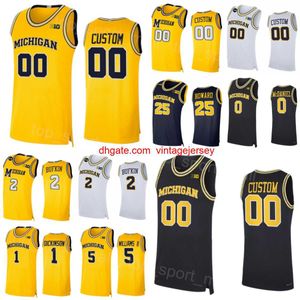 College Wolverines 1 Hunter Dickinson Jersey Basketball 25 Jett Howard 2 Bufkin 0 Dug McDaniel 3 Jaelin Llewellyn 5 Terrance Williams II Sticthed NCAA