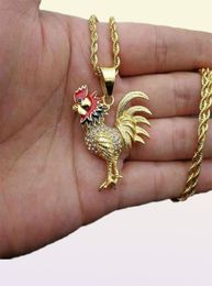 Collier à collier Gold Couleur en acier inoxydable Gallic Rooster Pendant Colliers pour menwomen Iced Out Bling French Jewelry Gift8636154