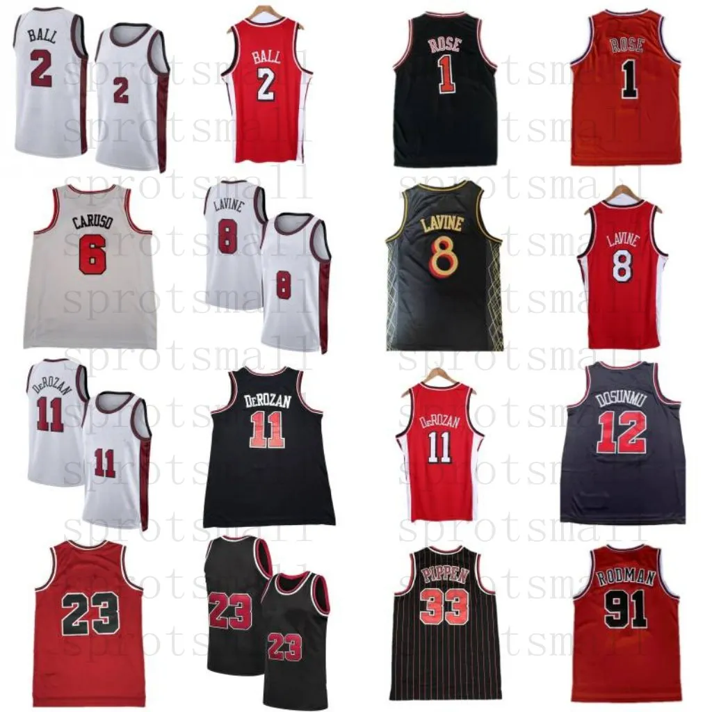 NBA_ jersey Men Basketball DeMar DeRozan Jersey 11 Zach LaVine 8 Lonzo Ball  2 Nikola Vucevic 9 Michael 23 Team Color Black Red Whit''nba''jerseys 