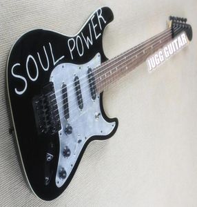 Collocters Choice Tom Morello Soul Power Black Aerodyne St Electric Guitar Floyd Rose Tremolo Mirror Mirror Pickguard Black H2125753