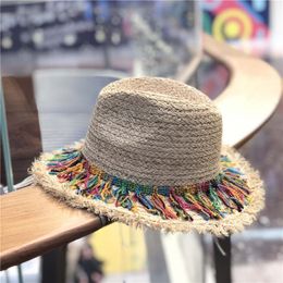 Coloerfull ruban de tassel décorer le chapeau de paille ombrage caps de soleil caisson de fashion casque