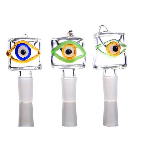 Bol de bong en verre coloré Big Eye, accessoire de plate-forme de Dab en verre à joint mâle de 14mm