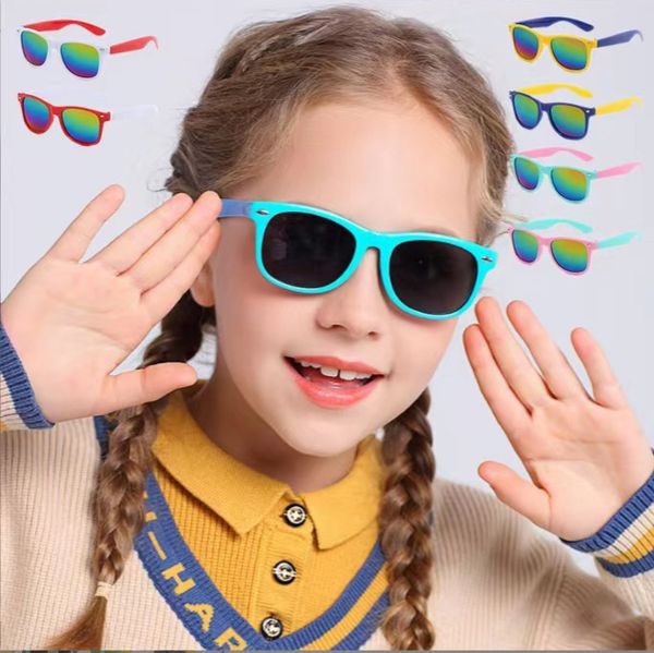 Coloful Flower Square Candy Color Kids Gafas de sol Shades UV400 Diseñador de marca de moda Niños Niñas Gafas de sol rojas