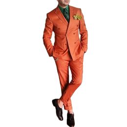 Coloful Men Tuxedos Bruidegom Bruiloft Pakken Hoge Kwaliteit Custom Made Mens Pakken PeakedLapel Double Breasted Twee Stuk Formele Mens Pak