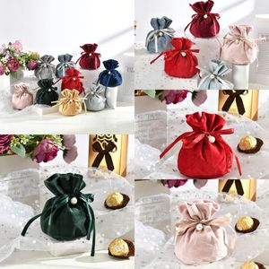 Coloful Pearl Velvet Candy Bag Gift Wrap sieraden Pakbuiging Zakken Geschenken Zakken Kerstmis Favor pouches kunnen aangepast