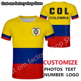 COLOMBIE bricolage gratuit sur mesure nom numéro nation drapeau république espagnole pays hommes t-shirt à manches courtes t-shirt lâche O cou haut 220620