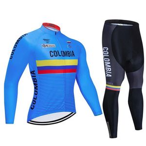 COLOMBIA Lente Herfst Wielertrui 19D Bib Set MTB Uniform Fiets Kleding Sneldrogende Fiets Kleding Mannen Lange Fietsen Wear253c