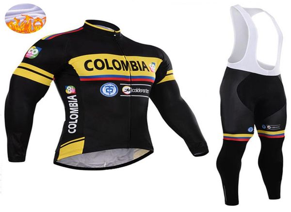Colombie équipe pro hiver cyclisme maillot pantalon ensemble Ropa Ciclismo vtt thermique polaire coupe-vent vêtements de cyclisme vêtements de vélo costume8941298
