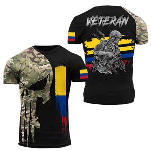 Camiseta del ejército colombiano para hombre, camisetas con estampado de bandera de soldado veterano, ropa de hombre de gran tamaño, Jersey, camiseta de cuello redondo para hombre