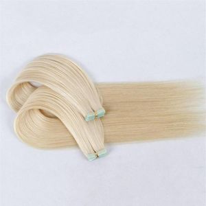 Kleur 1 60 Human Hair Extensions onzichtbare tape remy haar 100g 40pieces Double Sides Adhesive302z
