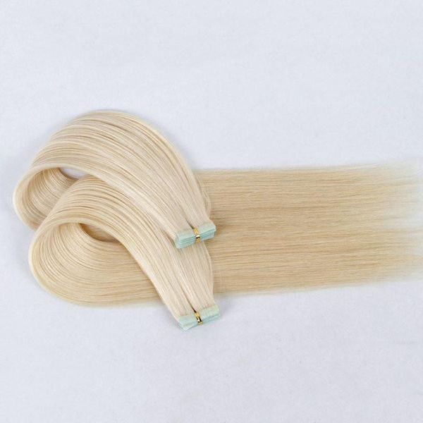 Color 1 60 Extensiones de cabello humano Tape Invisible Remy Hair 100G/40 piezas de doble lados adhesivo