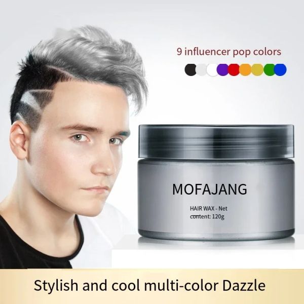 Couleur 120g couleur de cheveux Promades cire argent cendré gris forte tenue temporaire teinture pour les cheveux Gel boue lavage facile coloration des cheveux cire coiffante Cabello