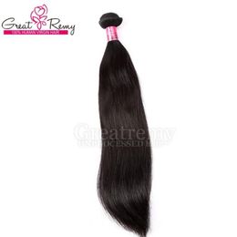 Kleur # 1B Straight Hair 1PC Retail 100% Dubbele inslag Peruaanse Haar Inslag Onverwerkte Virgin Menselijk Haarverlenging Greatremy Drop Shipping