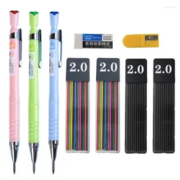 Crayon automatique de couleur 2.0, recharge noire, stylo mignon pour étudiant, presse automatique pour brouillon, dessin, écriture, artisanat