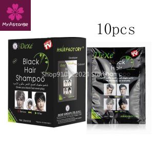 Couleur 25 ml * 10 Dexe shampooing pour cheveux noirs 5 minutes teindre les cheveux en herbe noire naturelle plus rapide restauration des cheveux noirs shampooing et traitement colorant