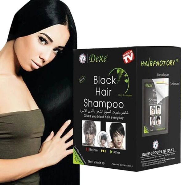 Color 25mlX10 Uds. Champú para cabello negro Dexe marrón oscuro solo 5 minutos tinte para el cabello tinte permanente para el cabello envío gratis