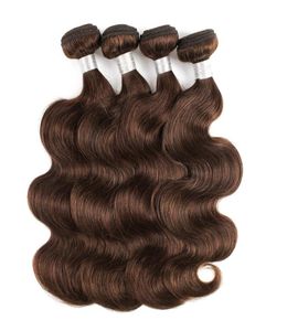 Kleur 4 donkerbruine Braziliaanse lichaamsgolf 4 bundels Kwaliteit Remy Mense Hair Extension onbewerkte maagdelijke Braziliaanse haar Body Wave3371136