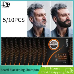 Couleur 5 / 10pcs Dye de coiffure à barbe naturelle Portable 5 minutes Blackinon Fast Color Tint Crème Moustache Moustache pour hommes Dropsurp