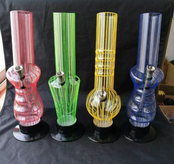 Accessoires de bongs en verre de verre de crochet d'eau de barre acrylique de couleur, tuyau coloré fumant des tuyaux en verre incurvés tuyaux de brûleur à mazout conduites d'eau Dab Rig