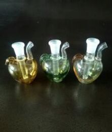 Couleur Pomme Narguilé, Vente en gros Bongs en verre Brûleur à mazout Tuyaux en verre Conduites d'eau Tuyaux en verre Plates-formes pétrolières Fumer Livraison gratuite STGGS