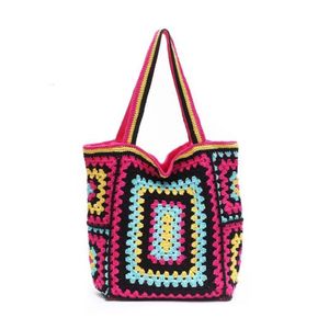 Kleur tas Handgeweven tas Afgewerkte tas in etnische stijl Reistas Grote geweven schoudertas voor dames, groot