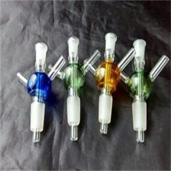 Accessoires de bongs en verre à trois voies de boule de couleur, narguilé en verre en gros, fumée de pipe à eau