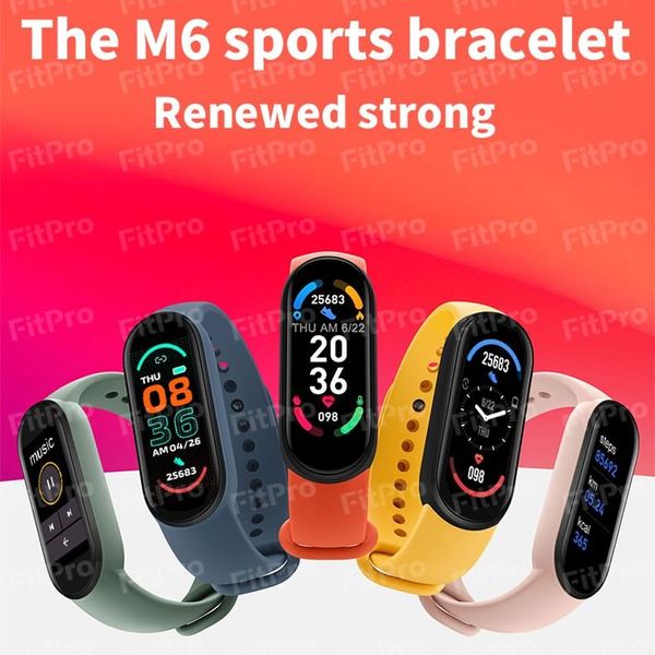 Bande de couleur M6 montre intelligente Bracelet tensiomètre Fitness écran couleur montre intelligente horloge intelligente heures pour Xiaomi