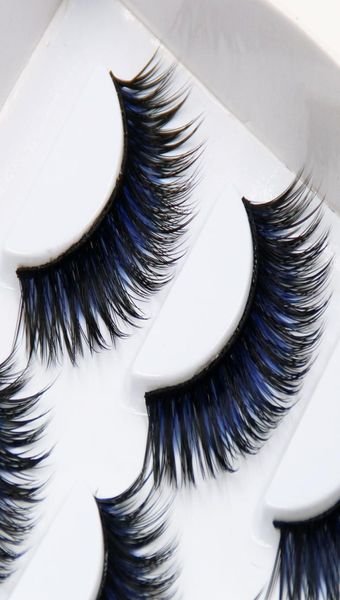 Couleur noire bleu faux cils outils de maquillage de scène fumée longs cils faux œil naturels épais faux cils 1 boîte 6 paires 38033172