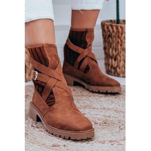 Bottes de couleur PU daim Tan cuir saison automne hiver mode élégant confortable Standard moule fermeture éclair femmes femme dame