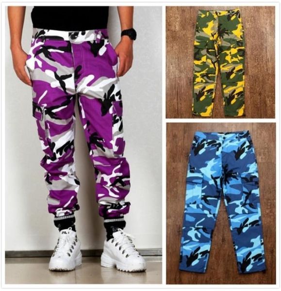 Couleur Camo BDU Camouflage Pantalon de cargaison Men Femmes Femme Poches de street-street décontractées Jogger Orange Tactical Pantalon Hip Hop Pantage Y201126791516