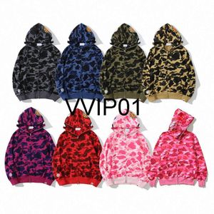 Couleur Camo Shark Full Zip Hoodie Designer Hoodies Mentes Femmes Sweetwear Veste Camouflage Print Sweatshirts Vêtements Red Purple Green